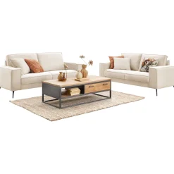 Discount 2,5 zitsbank Barrio ecru 2x70 basic comfort 2-Zitsbank