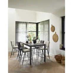 New Barkruk Gento velvet antraciet Barkruk|Eetkamerstoel