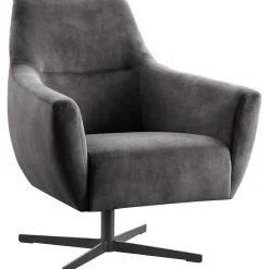 Best Draaifauteuil Gudo velvet antraciet Draaifauteuil|Standaard Fauteuil