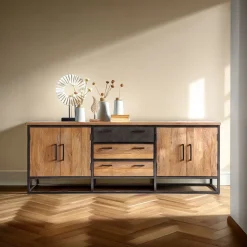 Dressoir Mesola (220 Cm) mango natural Woonseries|Dressoir