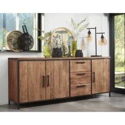 Dressoir Romaro (195 cm) teakhout mix rough Woonseries|Dressoir