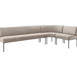 Outlet Eetkamerbank rechts Cenare 294 cm microleder lichtgrijs Eetbank