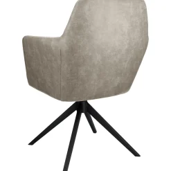 Best Eetkamerstoel Balestro draaibaar microleder donkerbeige Armstoel|Eetkamerstoel