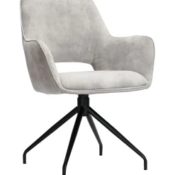Clearance Eetkamerstoel Buco draaibaar velvet lichtgrijs Armstoel|Eetkamerstoel