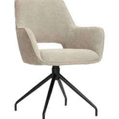 Sale Eetkamerstoel Buco draaibaar bouclé beige Armstoel|Eetkamerstoel