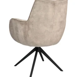 Clearance Eetkamerstoel Dordona draaibaar velvet beige Armstoel|Eetkamerstoel