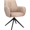 Outlet Eetkamerstoel Dordona draaibaar microleder beige Armstoel|Eetkamerstoel
