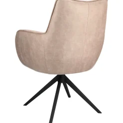 Outlet Eetkamerstoel Dordona draaibaar microleder beige Armstoel|Eetkamerstoel