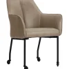 Outlet Eetkamerstoel Dura microvezel taupe Armstoel|Eetkamerstoel