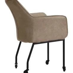 Outlet Eetkamerstoel Dura microvezel taupe Armstoel|Eetkamerstoel