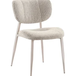 Discount Eetkamerstoel Gomba bouclé lichtbruin Eetkamerstoel