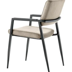 Sale Eetkamerstoel Jisca microvezel beige Armstoel|Eetkamerstoel
