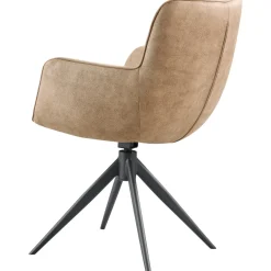 Hot Eetkamerstoel Lasanto draaibaar microvezel taupe Armstoel|Eetkamerstoel