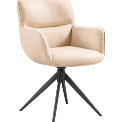 New Eetkamerstoel Lasanto draaibaar microvezel beige Armstoel|Eetkamerstoel