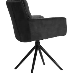 Best Eetkamerstoel Letta draaibaar velvet antraciet Armstoel|Eetkamerstoel