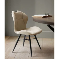 Hot Eetkamerstoel Loana microvezel zandbeige Eetkamerstoel