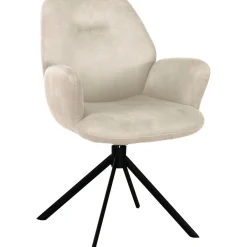 Hot Eetkamerstoel Loranzo draaibaar microvezel beige Armstoel|Eetkamerstoel