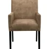 Online Eetkamerstoel met armleuning Avanza velvet beige Armstoel|Eetkamerstoel