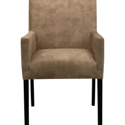 Online Eetkamerstoel met armleuning Avanza velvet beige Armstoel|Eetkamerstoel