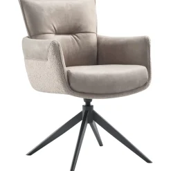 Best Eetkamerstoel Mirandola draaibaar microleder beige Armstoel|Eetkamerstoel