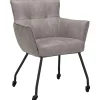 Discount Eetkamerstoel Novile microleder beige met wiel Armstoel|Eetkamerstoel