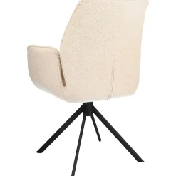 Clearance Eetkamerstoel Ombrone draaibaar chenille ecru Armstoel|Eetkamerstoel