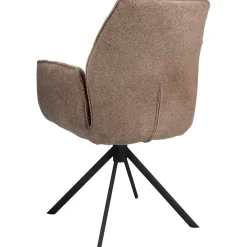 Outlet Eetkamerstoel Ombrone draaibaar chenille taupe Armstoel|Eetkamerstoel