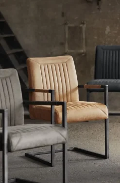 Outlet Eetkamerstoel Parantino cognac Armstoel|Eetkamerstoel