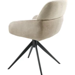 Hot Eetkamerstoel Veda draaibaar microvezel beige Armstoel|Eetkamerstoel