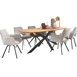 Clearance Eettafel Aska teak 260x110 cm Deens ovaal naturel brushed Woonseries|Eettafel