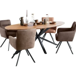Clearance Eettafel Aska teak 200x100 cm ovaal naturel brushed Woonseries|Eettafel