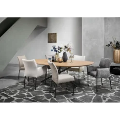 Online Eettafel Tavolo eikenhout 230x115 cm kiezel bruin Woonseries|Eettafel