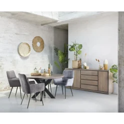 Best Eettafel Tavolo eikenhout 140 cm rond grafiet Woonseries|Eettafel