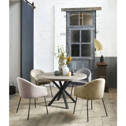 Eettafel Tavolo eikenhout 130 cm rond lichtgrijs Woonseries|Eettafel