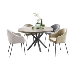 Eettafel Tavolo eikenhout 130 cm rond lichtgrijs Woonseries|Eettafel