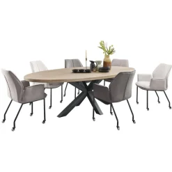 New Eettafel Tavolo eikenhout 260x125 cm ovaal naturel grijs Woonseries|Eettafel