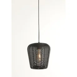Outlet Hanglamp Barzio mat zwart rond 23cm 1-lichts Hanglamp
