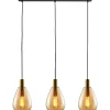Best Hanglamp Felinio amber glas 3-lichts Hanglamp