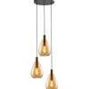 Online Hanglamp Felinio amber glas 3-lichts rond Hanglamp