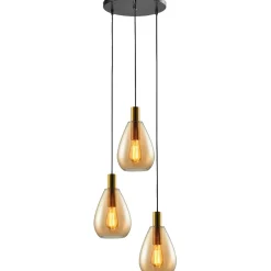 Online Hanglamp Felinio amber glas 3-lichts rond Hanglamp