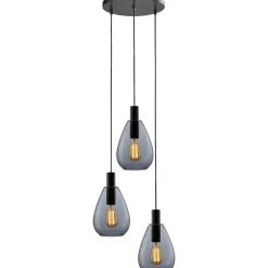 Hanglamp Felinio smoke glas 3-lichts rond Hanglamp