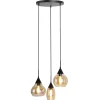 Clearance Hanglamp Lungo zwart amber glas 3-lichts Hanglamp