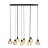 Hanglamp Lungo zwart amber glas 8-lichts Hanglamp