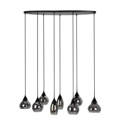 Sale Hanglamp Lungo zwart smoke glas 8-lichts Hanglamp