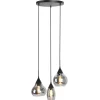Sale Hanglamp Lungo zwart smoke glas 3-lichts Hanglamp