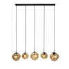 Clearance Hanglamp Macato zwart amber glas 5-lichts Hanglamp