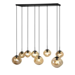 Sale Hanglamp Macato zwart amber glas 8-lichts Hanglamp