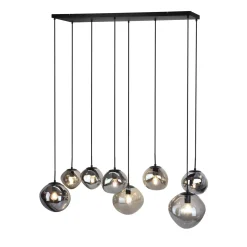 Clearance Hanglamp Macato zwart smoke glas 8-lichts Hanglamp