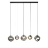 Best Hanglamp Macato zwart smoke glas 5-lichts Hanglamp