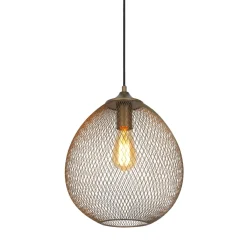 Hanglamp Maroggia bruin rond 30cm koper 1-lichts Hanglamp
